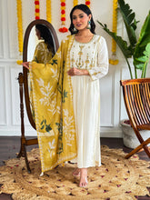 WHITE COLOURED WOMEN  EMBROIDERY WORK KURTA SET